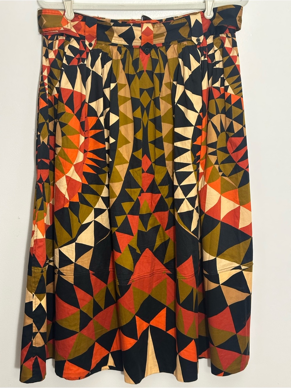FARM Rio Black Heart Deco Geometric Tribal Boho Button Down Midi Skirt L - Picture 2 of 8